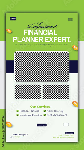 Professional financial planner expert social media story design template
