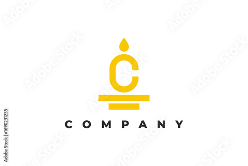 modern candle letter c logo design