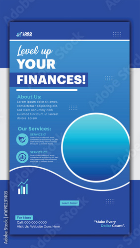 Level up your finances social media story template design