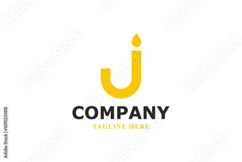 modern candle letter j logo design