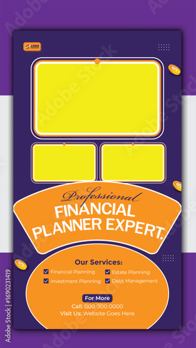 Professional financial planner expert social media story design template