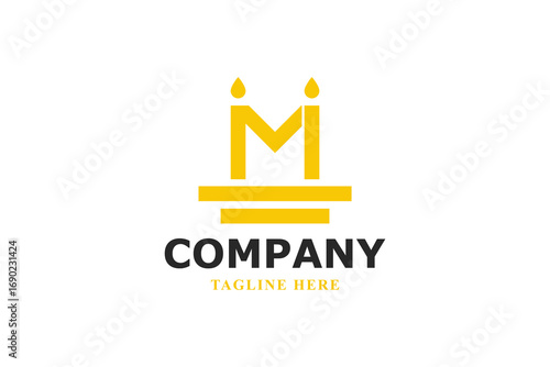 modern candle letter m logo design