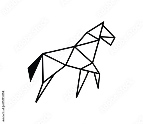 Geometric origami horse silhouette modern line art majestic animal symbolism