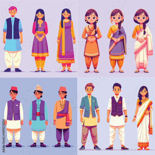 set of Bangladesh people character illustration