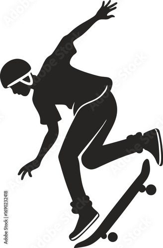 Black Silhouette Skateboarder Falling Vector Icon