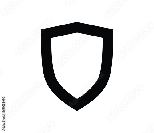 Simple black shield icon symbol representing security protection and safety emblem