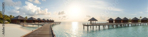 Wallpaper Mural Maldives beach with luxurious water villas Torontodigital.ca