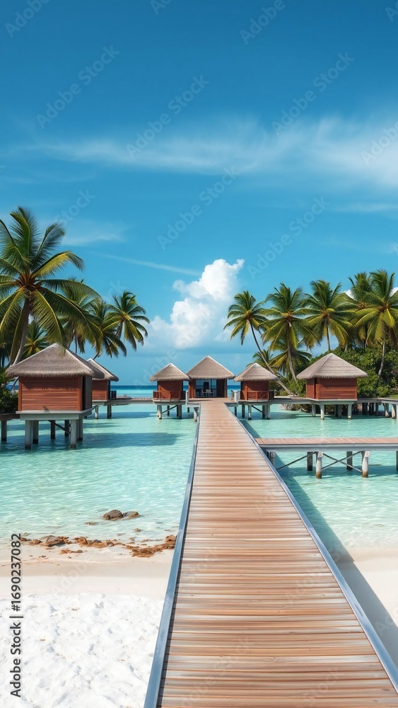 Obraz premium Maldives beach with luxurious water villas