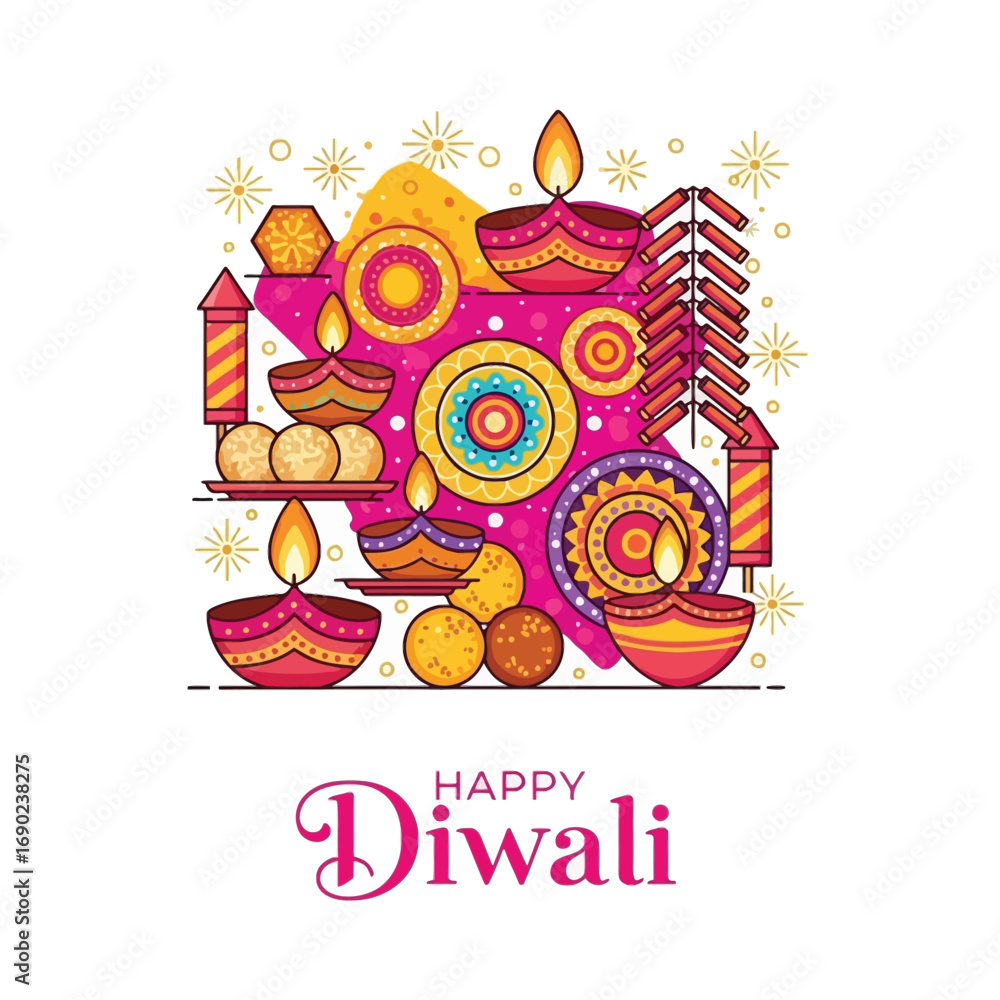 Fototapeta premium Aesthetic Happy Diwali Festival of Light Graphic