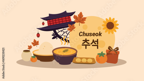 Chuseok food and harvest celebration traditional korean thanksgiving holiday