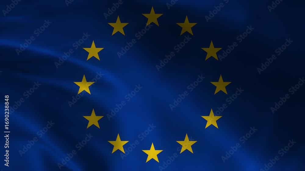 The European Union flag waving in the wind, symbolizing unity and cooperation among member states