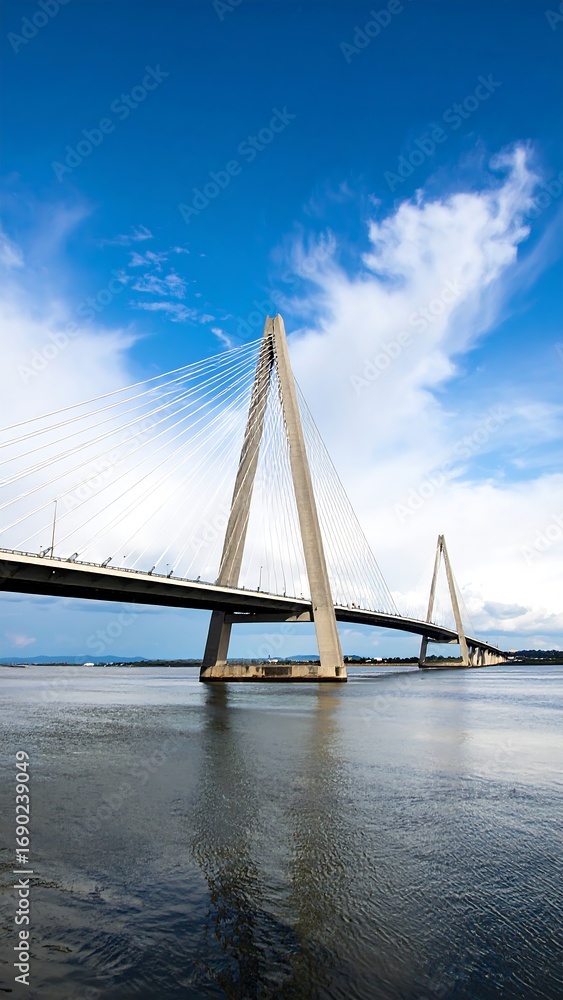 Fototapeta premium Modern cable-stayed bridge over water