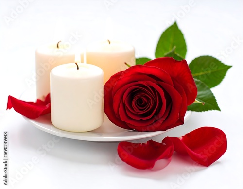 Romantic candles and a rose