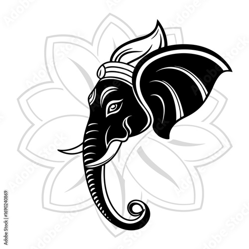 Stylized Ganesh Elephant Silhouette Art for Diwali and Festive Decoration.