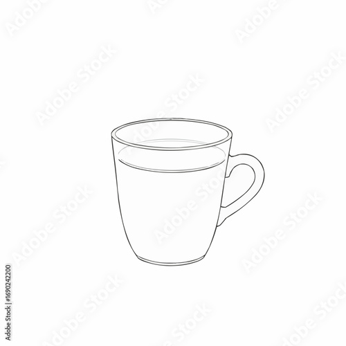 Outline illustration of a coffee mug, minimalist, beverageware concept, simple design