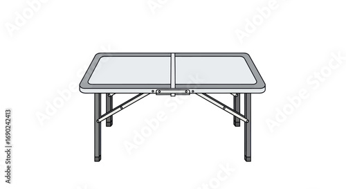 Fotografie Portable Folding Rectangular Camping Table with Two Sections.