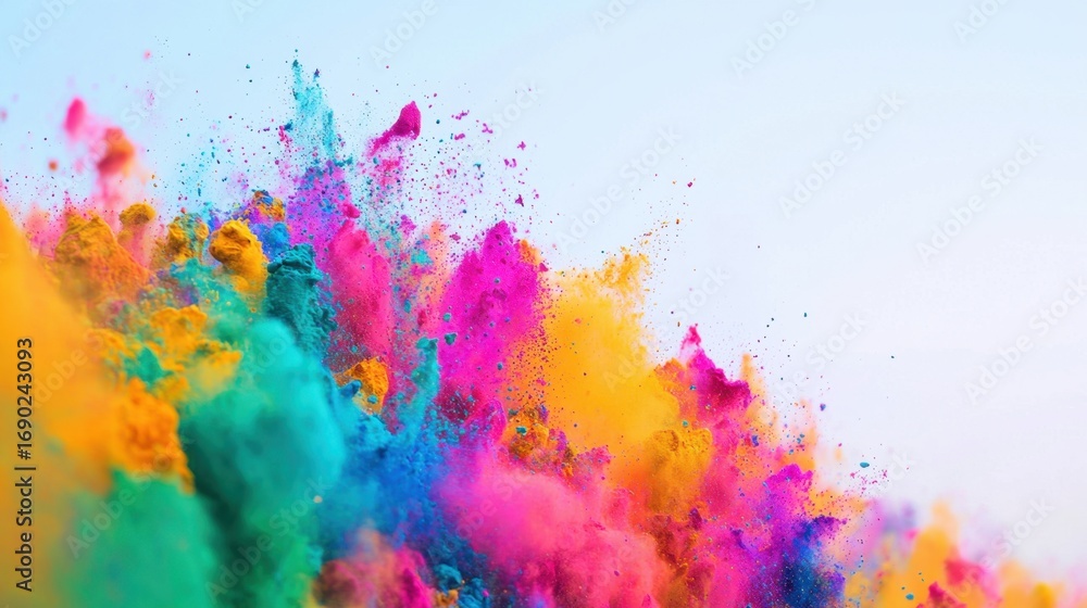 Colorful Holi Powders Being Tossed into the Air in a Vibrant Celebration of Joy and Togetherness Colorful Holi Powders Being Tossed into the Air in a Vibrant Celebration of Joy and Togetherness