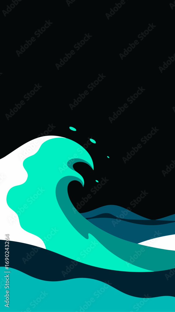 Obraz premium Stylized wave illustration on dark background
