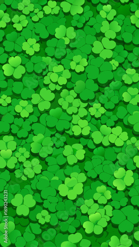 A dense field of bright green clovers here