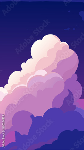 Illustration of large fluffy pink clouds
