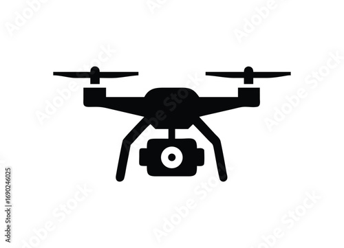 Sleek modern drone icon silhouette for aviation technology and aerial photography projects