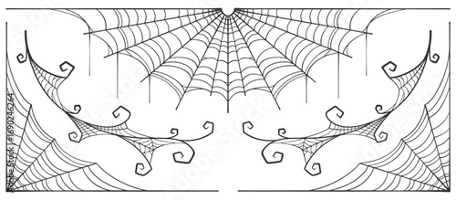 Vector Set of spider web on white