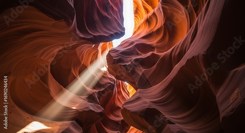 Sunbeam in a sandstone canyon.