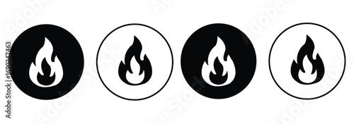 Fire flame icon vector template. Hot caution or spicy food. Vector logo symbol for oil, gas and energy concept flat design