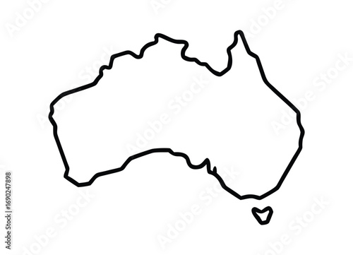 Outline map of australia continent geographical shape simple line art