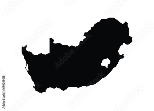 Black silhouette map of south africa showing country shape and borders