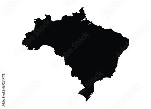 Detailed silhouette map of brazil country outline south america geographic shape icon
