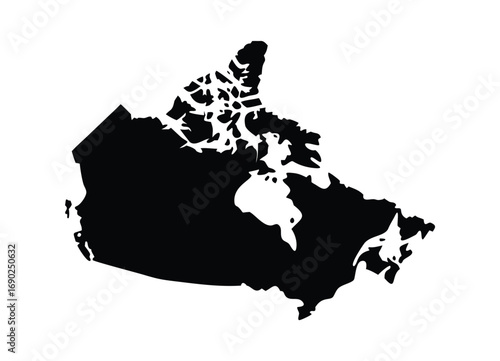 Silhouette map of canada geographic outline country national borders north america