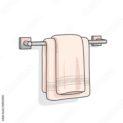 Soft, fluffy towels draped elegantly on a modern chrome rack, ready for use