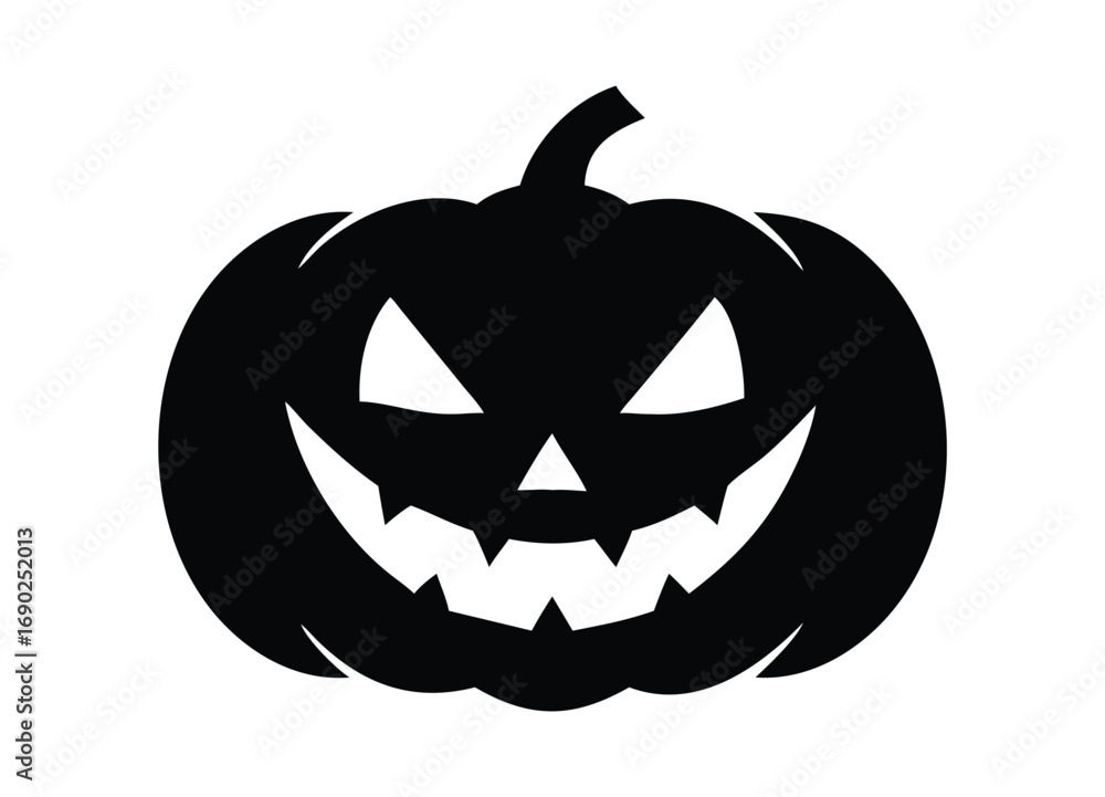 Fototapeta premium Spooky halloween jack o lantern pumpkin silhouette icon for festive decorations