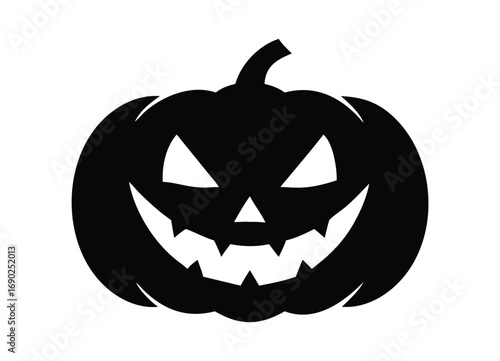 Spooky halloween jack o lantern pumpkin silhouette icon for festive decorations