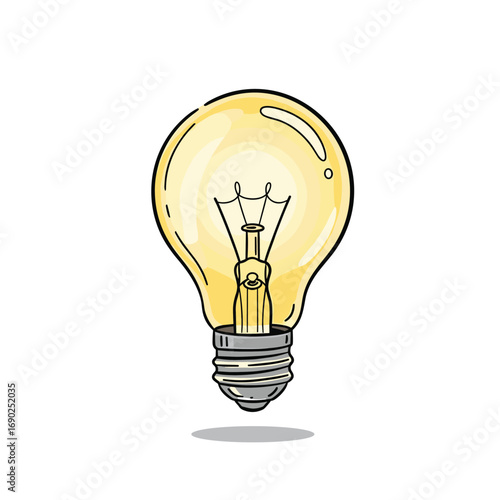 Bright idea illuminated, a glowing incandescent light bulb symbolizing innovation and inspiration