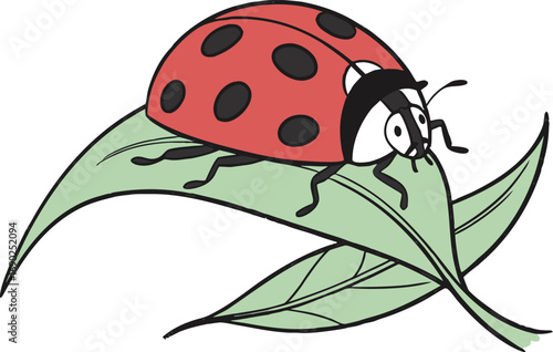Illustration of a ladybug on a green leaf, , showcasing natures beauty and the delicate balance of the ecosystem
