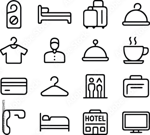 Hospitality and tourism icon set hotel travel lodging services business modern design elements