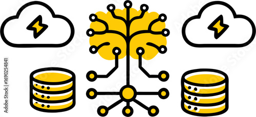 Digital innovation and data storage cloud technology interconnected network infrastructure artificial intelligence concept growth
