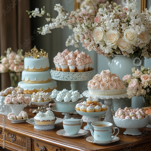 Cupcakes arranged on a table.
