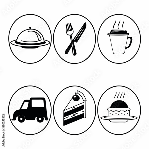 Collection of food and delivery icons, perfect for restaurant or delivery service