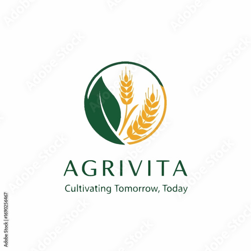 Agrivita logo: Wheat and leaf in a circle, green and gold.
