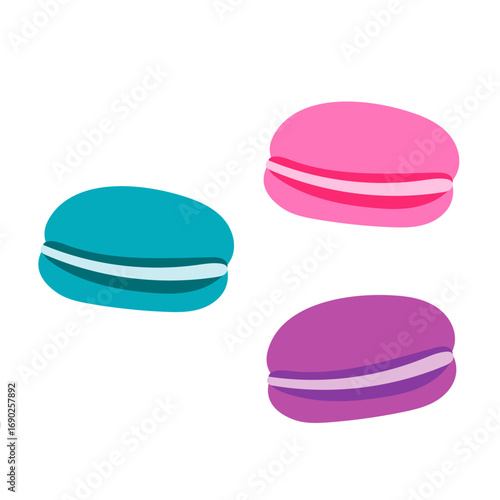 colorful macaroons flat style vector illustration isolated on white