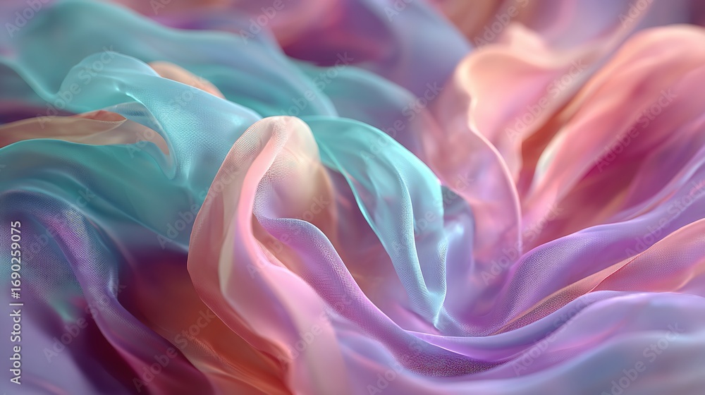 Obraz premium Pastel Fabric Texture: Shimmering Waves of Color