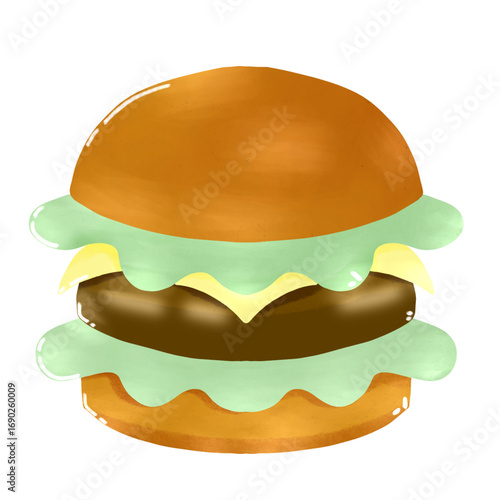 hamburger on green background