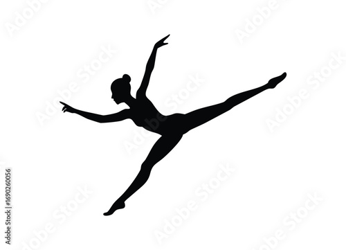Graceful ballet dancer silhouette in dynamic leap pose elegant performance art