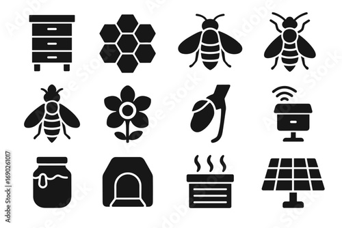 Apiary honey drone icons flower tunnel system icon eco beehive vector entrance