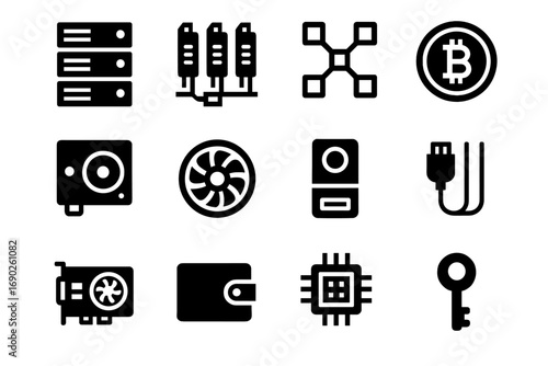 Device cable supply digital server gpu vector rack icon mining key power