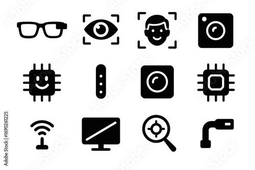 Processor expression transmitter led panel sensor smart vector lens chip icon