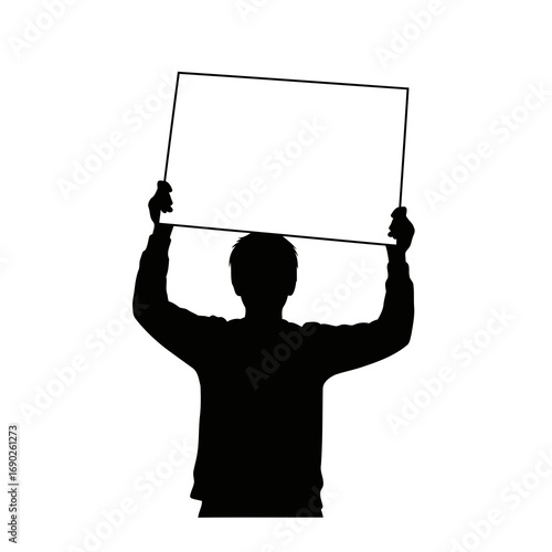 man holding a blank sign